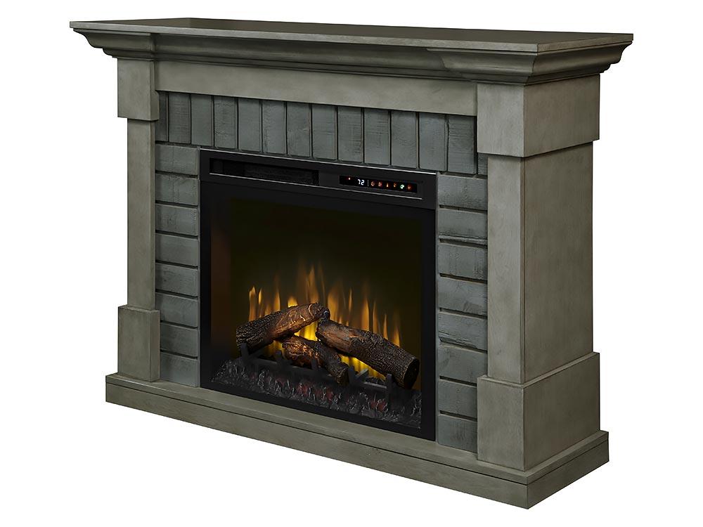 Royce Electric Fireplace Mantel Package in Smoke Stack Grey
