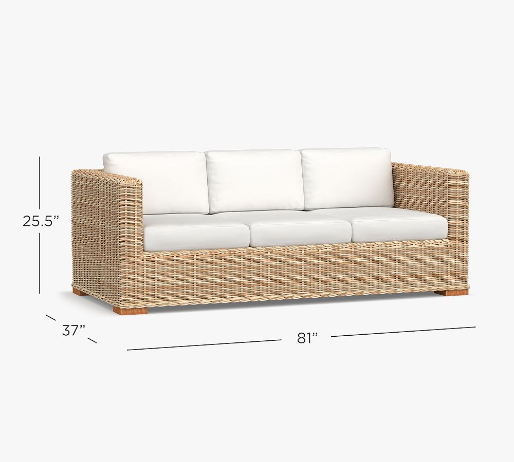 Huntington Wicker Square Arm Outdoor Sofa (81")