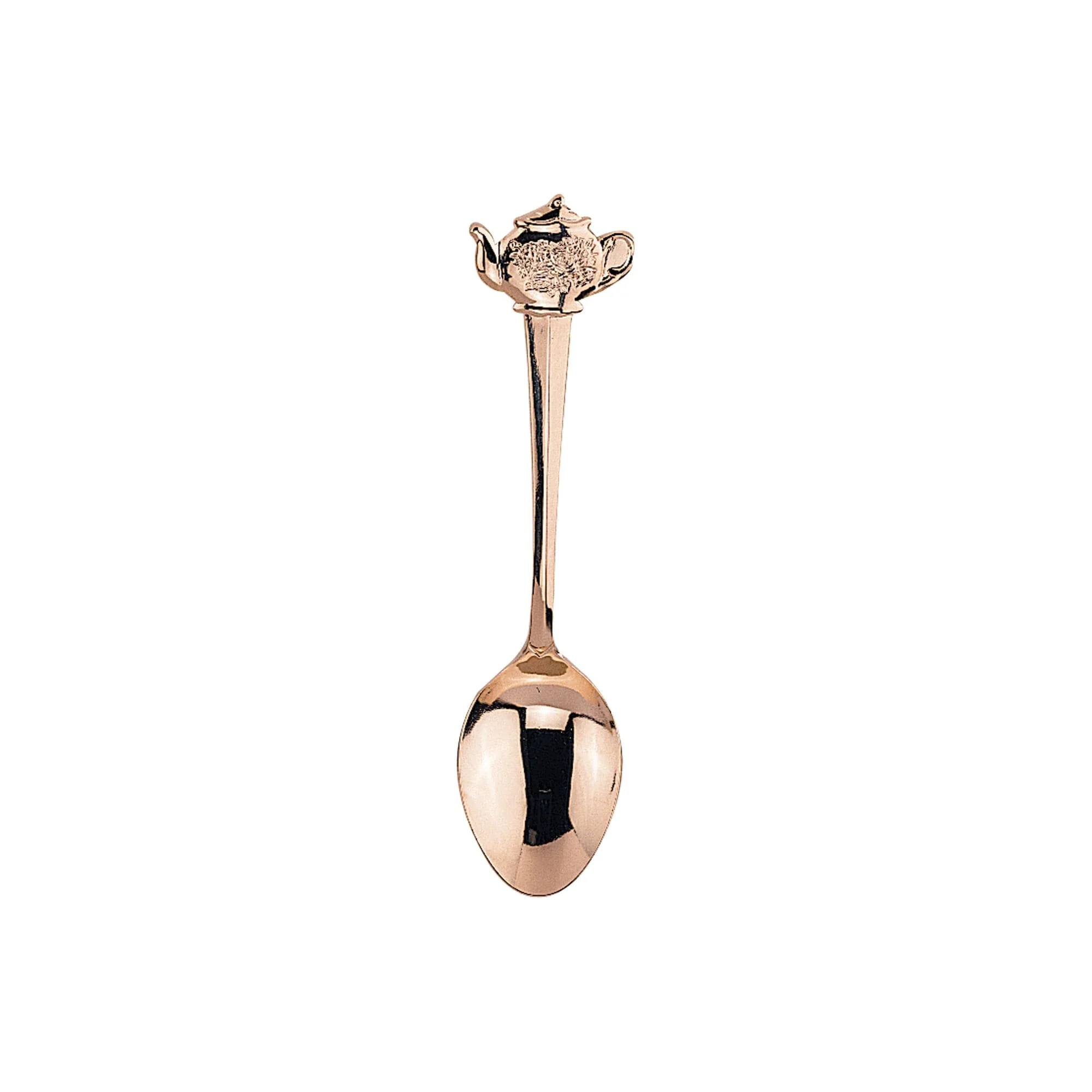 Fino Demi Spoon Set, Teapot Design, Gold Plated Stainless Steel, Set of 12