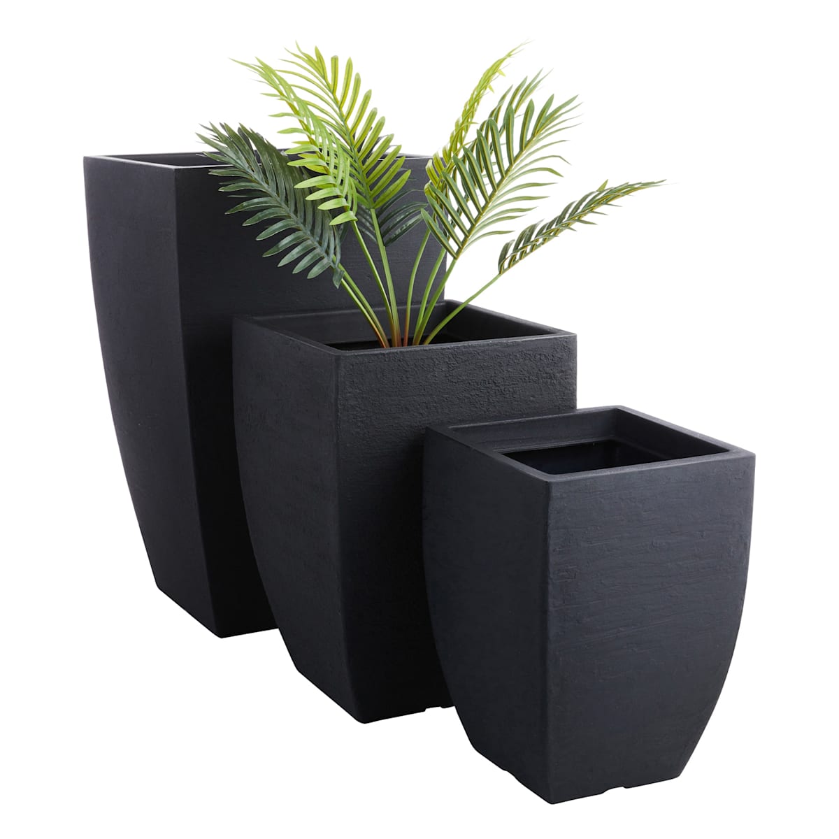 Japi All-Weather Black Lead Modern Square Outdoor Planter, Large