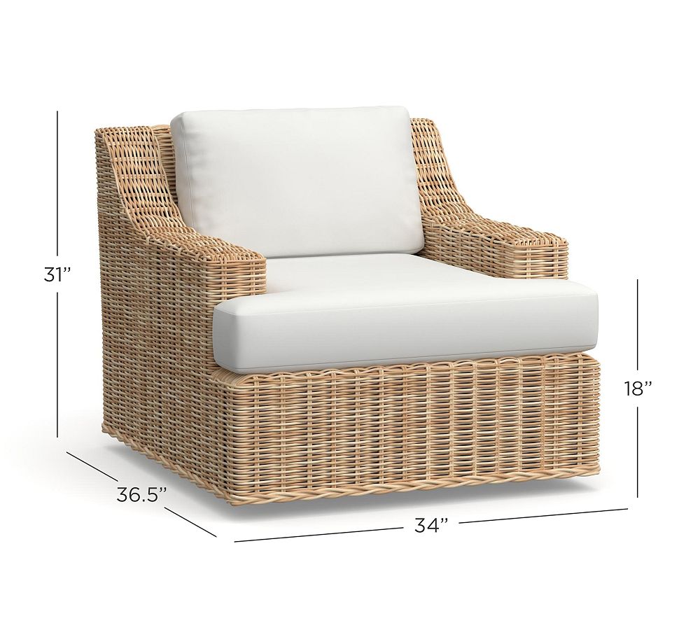 Huntington Wicker Slope Arm Swivel Outdoor Lounge Chair