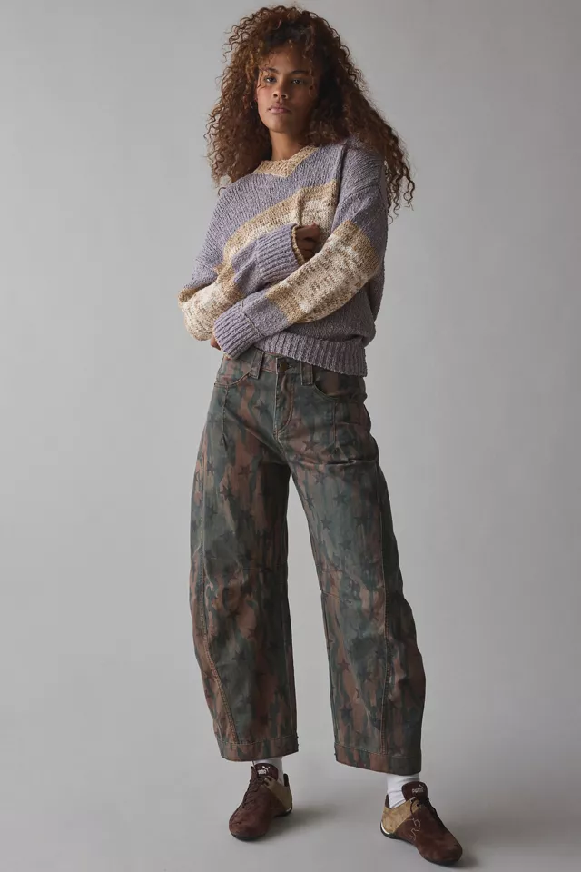 BDG Van Striped Oversized V-Neck Dad Sweater