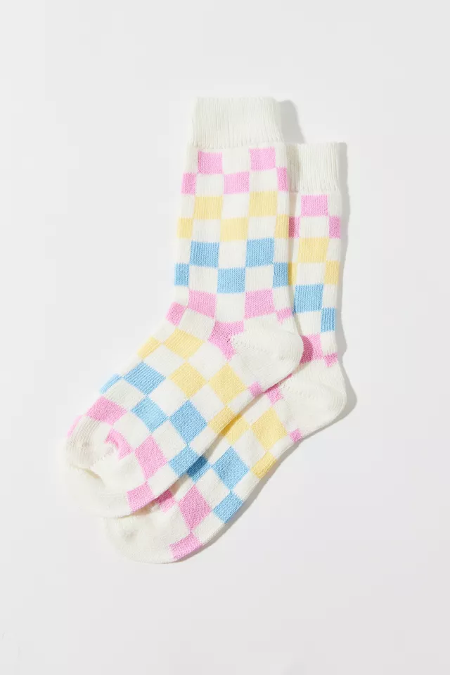 Checkerboard Print Crew Sock