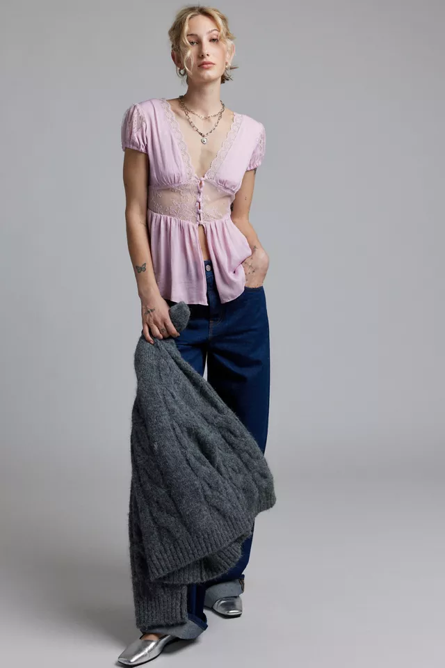 Kimchi Blue Isabella Puff Sleeve Lace Blouse