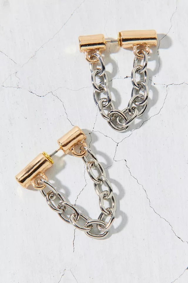 Mixed Metal Statement Chain Hoop Earring
