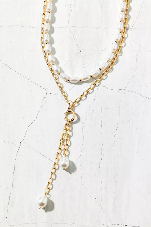 Pearl Layered Lariat Necklace