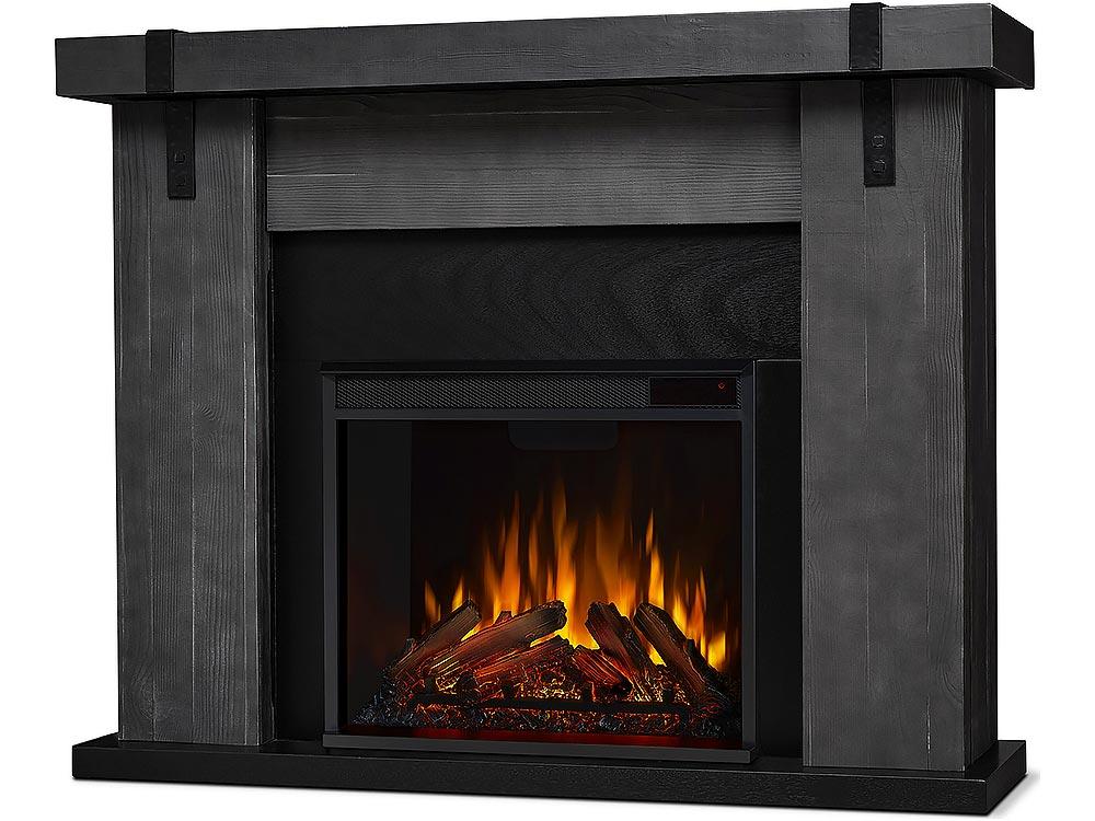 Aspen Electric Fireplace Mantel Package in Gray Barnwood