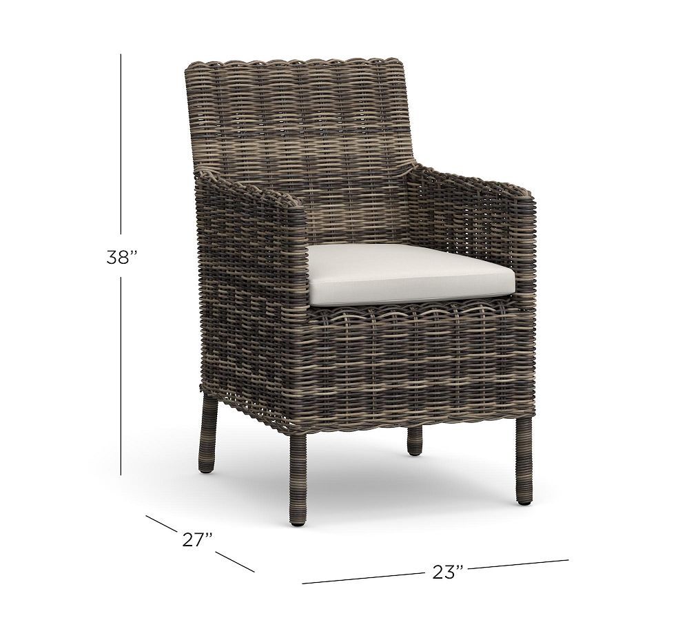 Huntington Wicker Roll Arm Outdoor Dining Chair