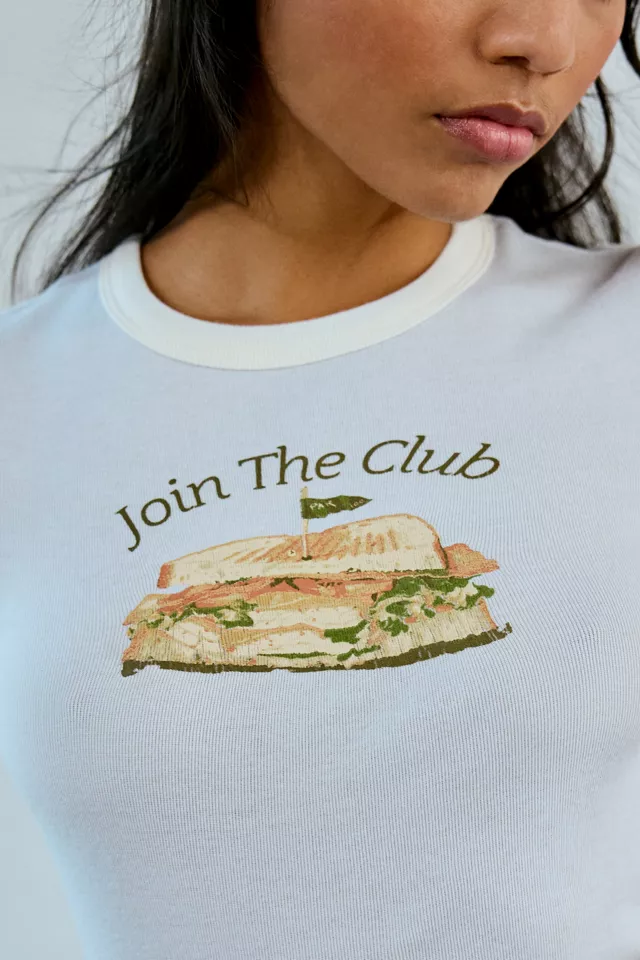 BDG Too Perfect Join The Club Graphic Ringer Baby Tee