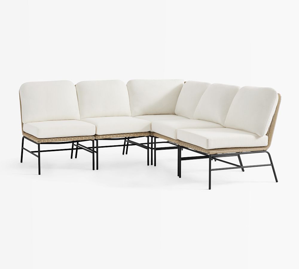 Tulum 5-Piece Armless L-Shaped Outdoor Sectional (96")
