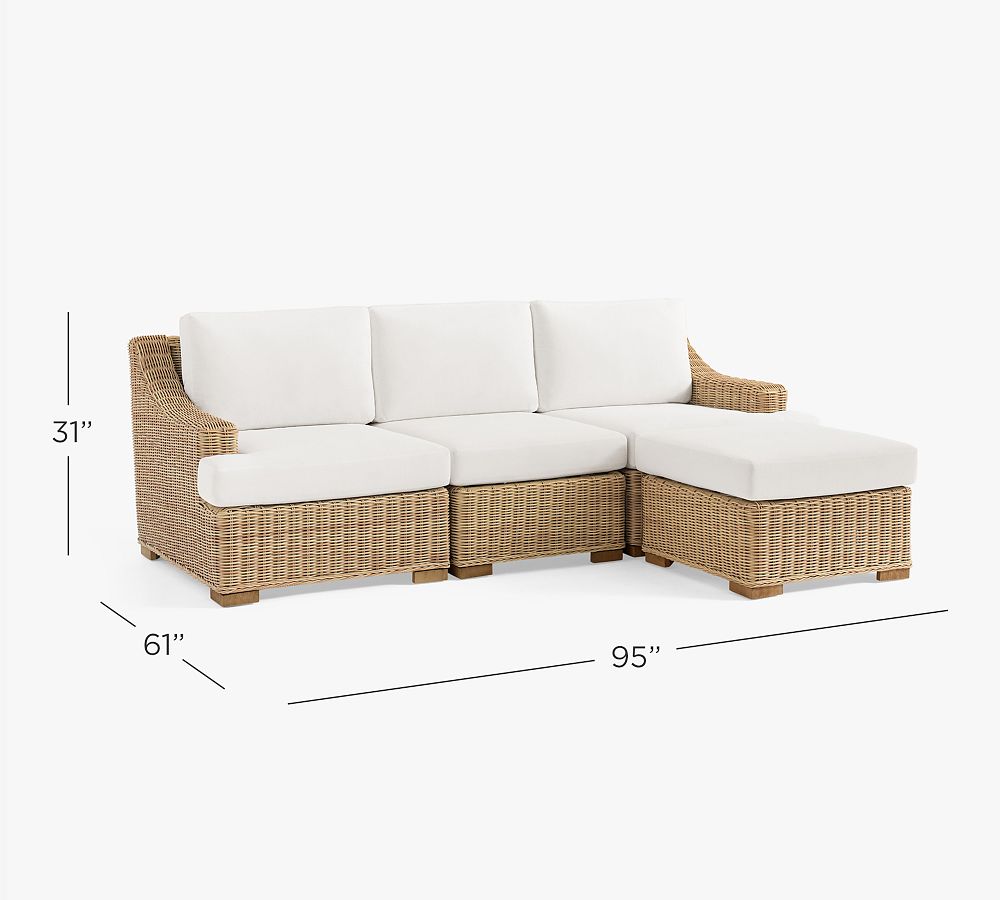 Huntington Wicker 4-Piece Slope-Arm Outdoor Sectional (95")