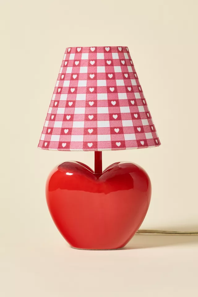 Gingham Heart Shape Ceramic Table Lamp