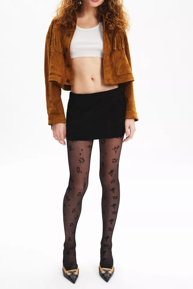 Western Icons Printed Sheer Tights