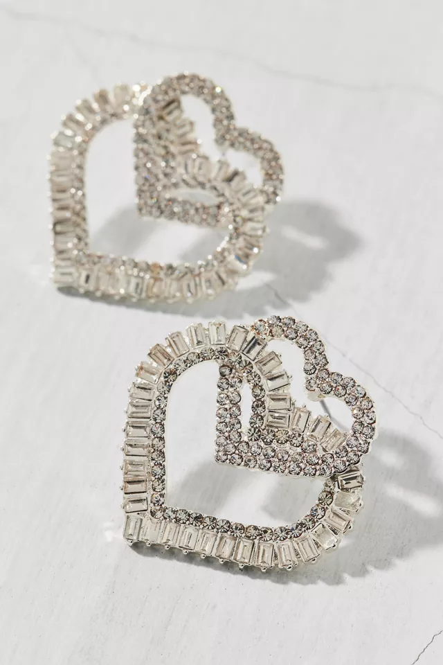 Two Of Hearts Rhinestone Heart Earring