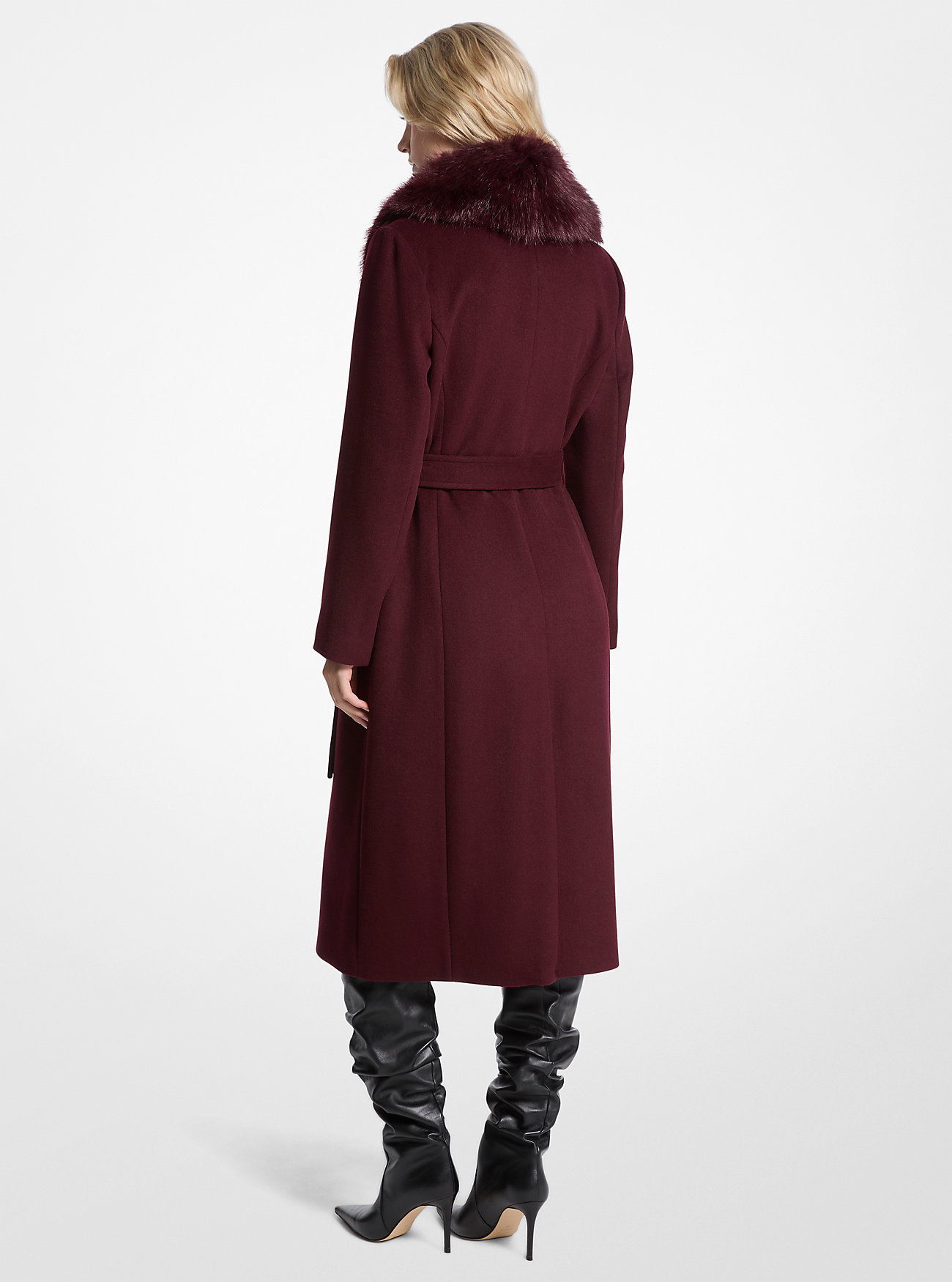 Faux Fur Trim Wool Blend Coat