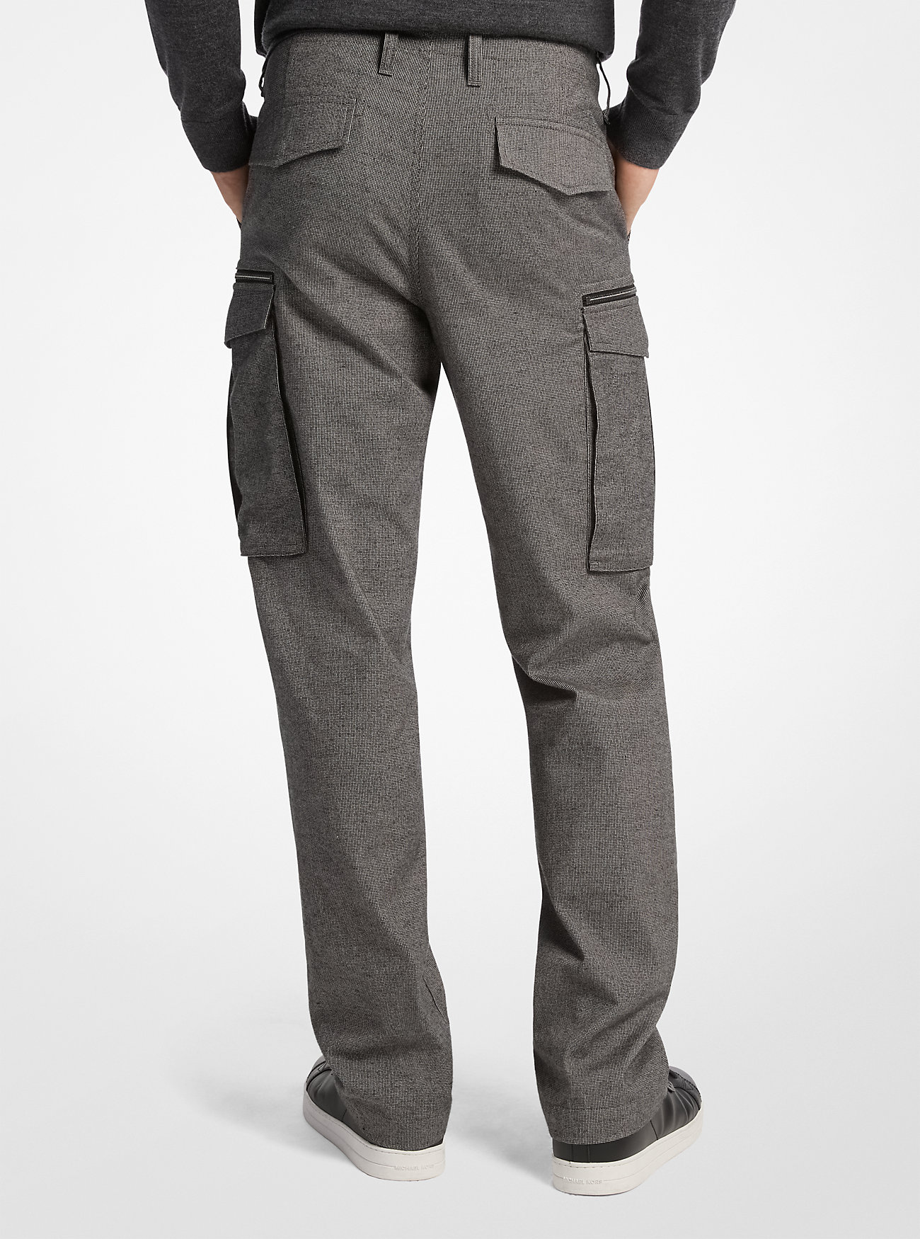 Houndstooth Cotton Zip Cargo Pants