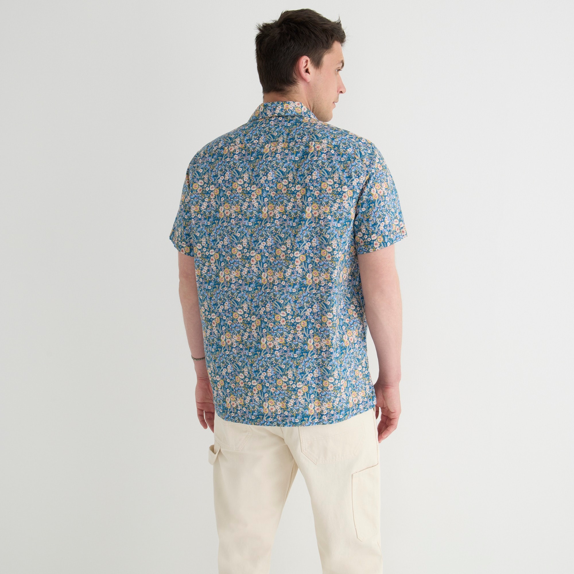 Short-sleeve camp-collar shirt in Liberty&reg; print