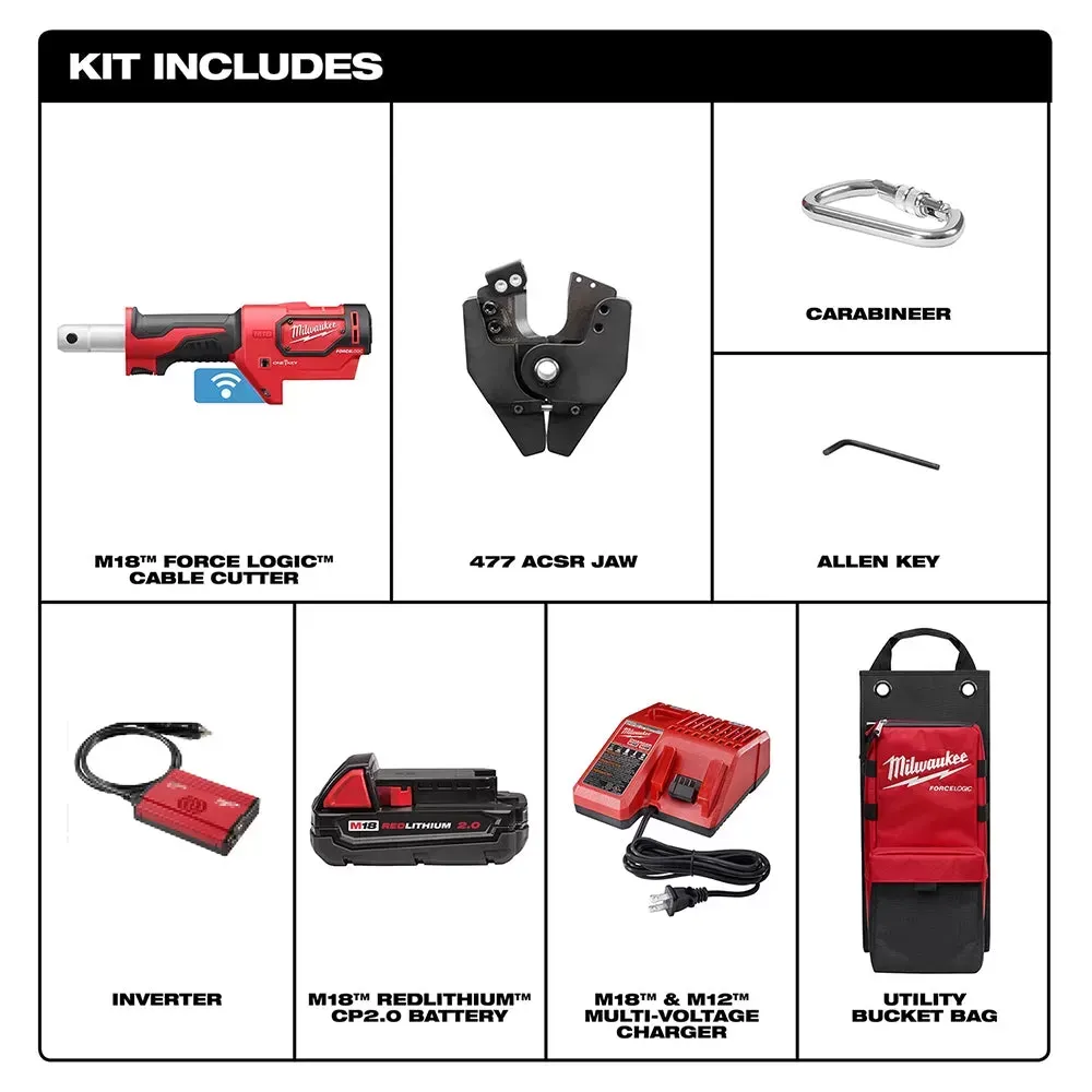 Milwaukee 2672-21S M18 18V FORCE LOGIC Cable Cutter Kit w/ 750 MCM Cu/Al Jaws