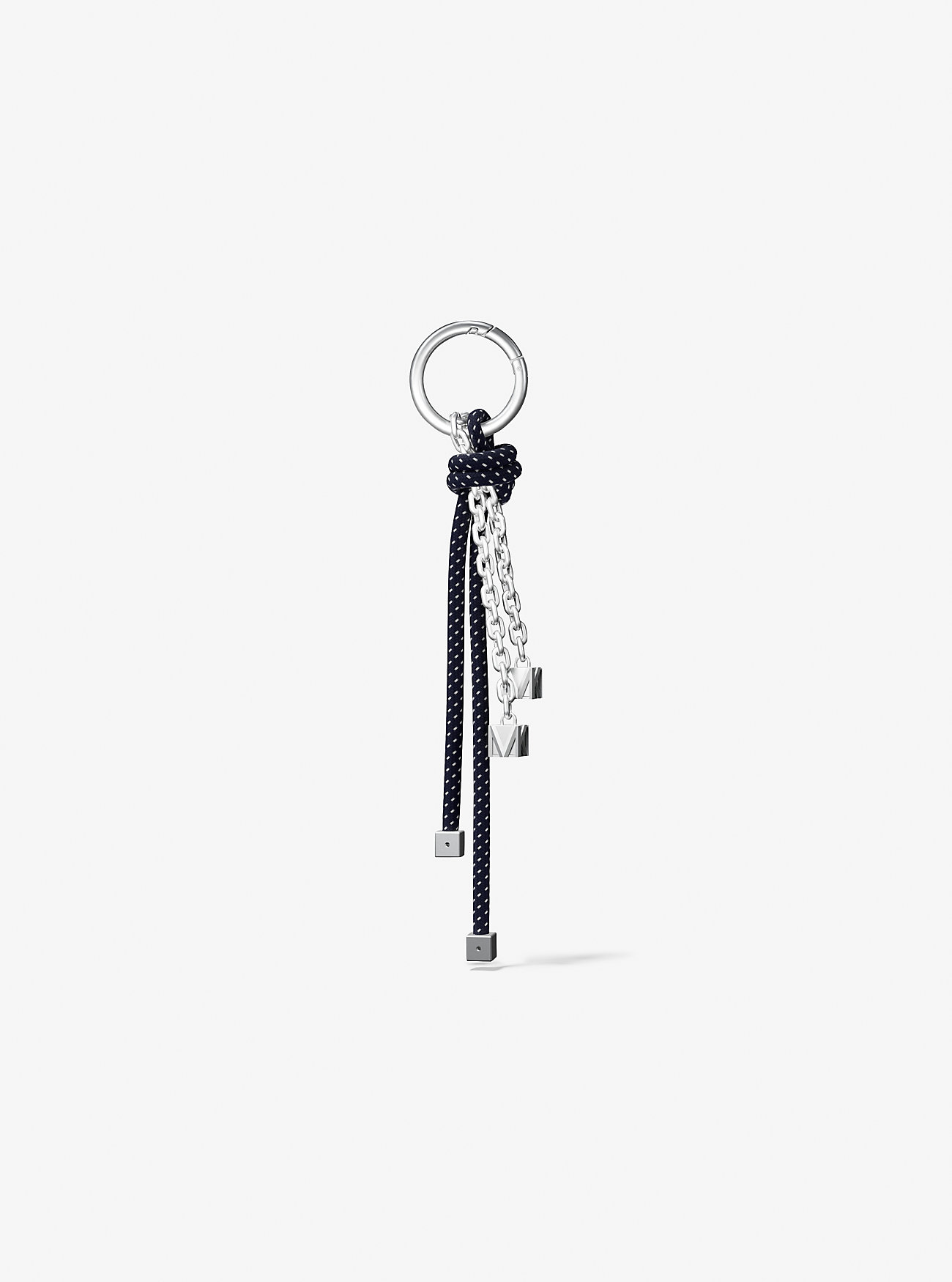 Silver-Tone and Speckled Cord Bag Charm