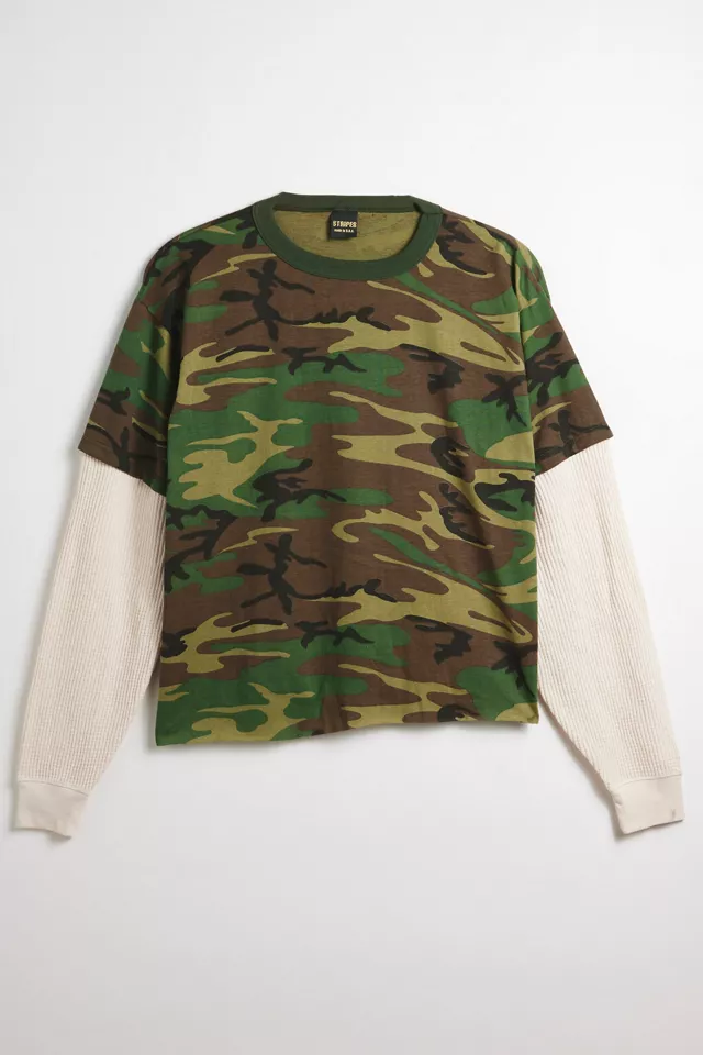 ReMADE By UO Camo Thermal Double Layer Long Sleeve Tee