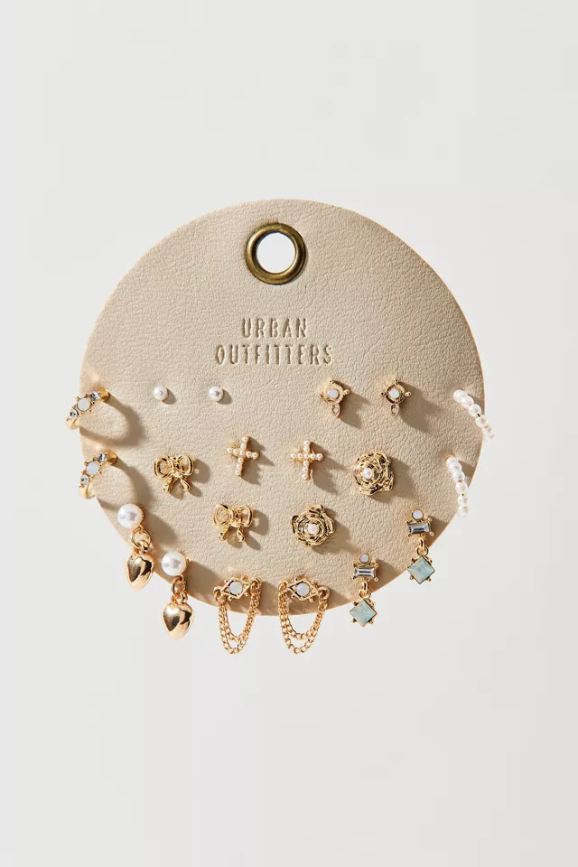 Pearl And Gem Post & Hoop Earring Set