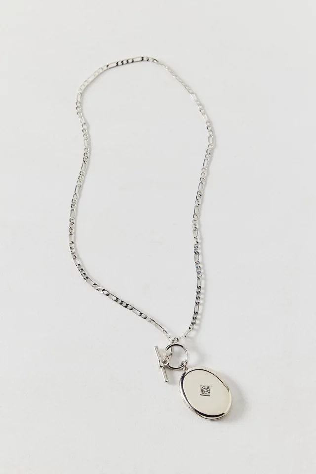 Oval Locket Pendant Toggle Necklace