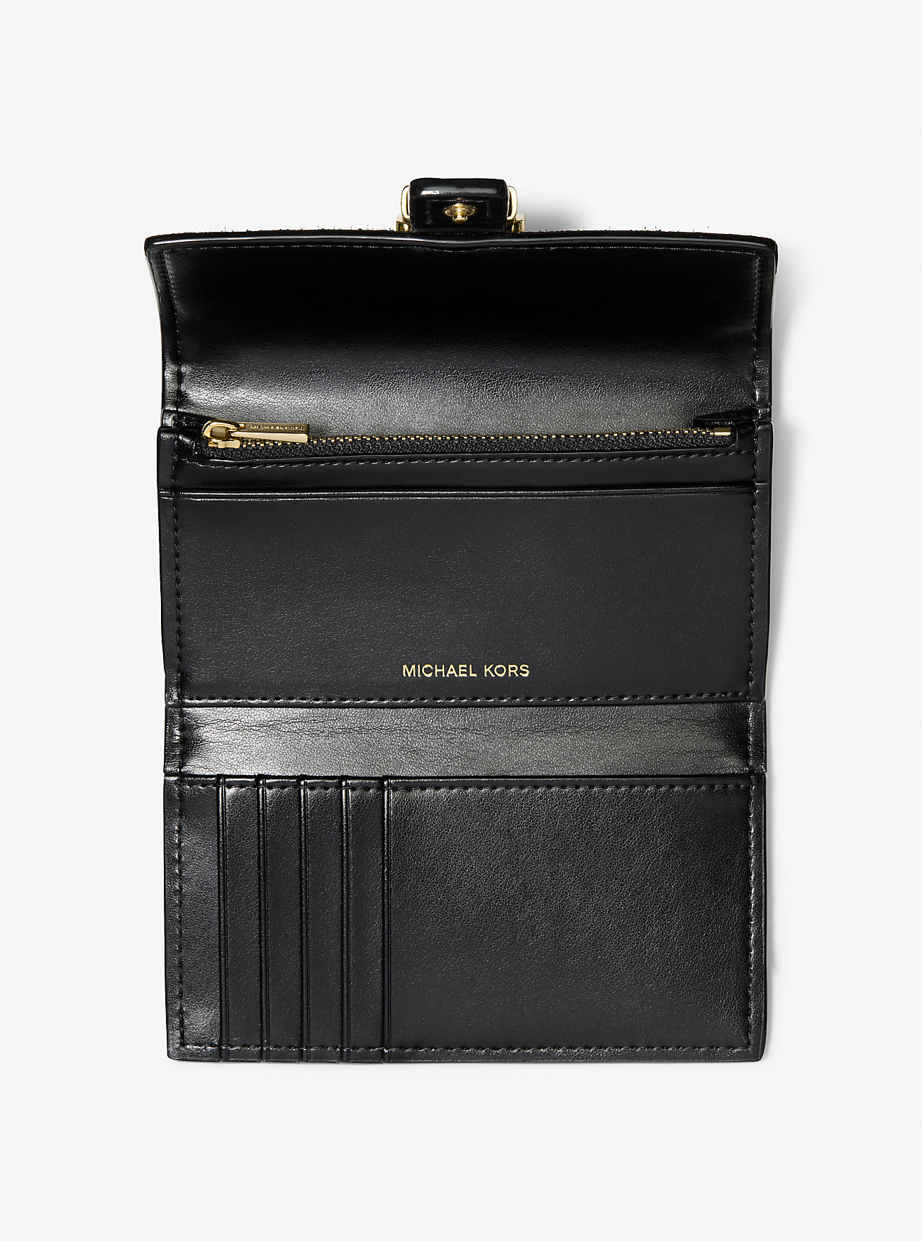 Nolita Medium Leopard Print Calf Hair and Leather Tri-Fold Wallet