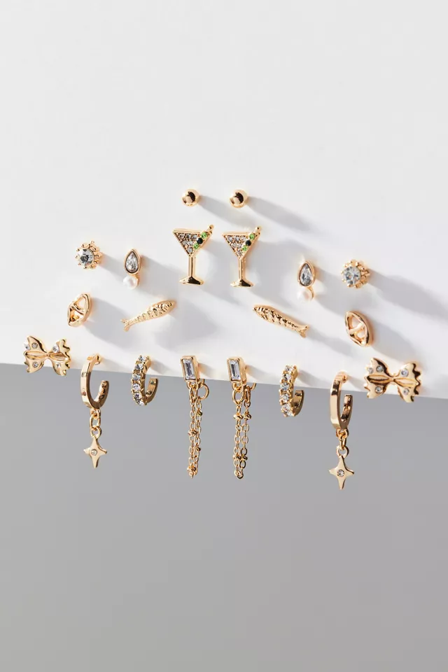 Uptown Party Rhinestone Post & Hoop Earring Set
