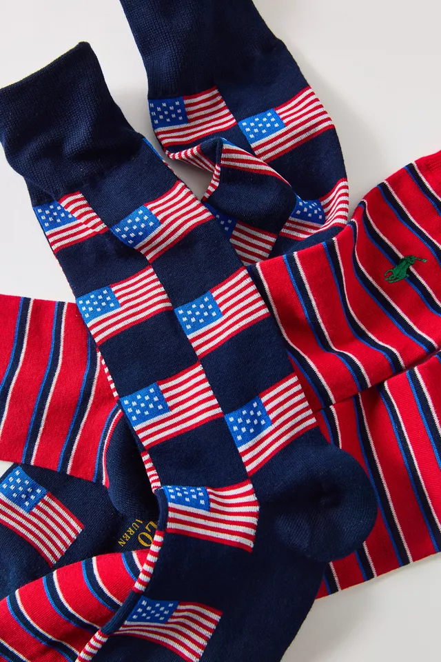 Polo Ralph Lauren Flag Allover Print Crew Sock 2-Pack