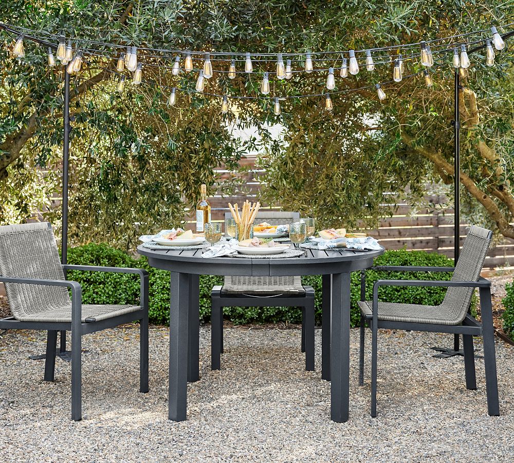 Indio Metal Round Extending Outdoor Dining Table (48"-80")