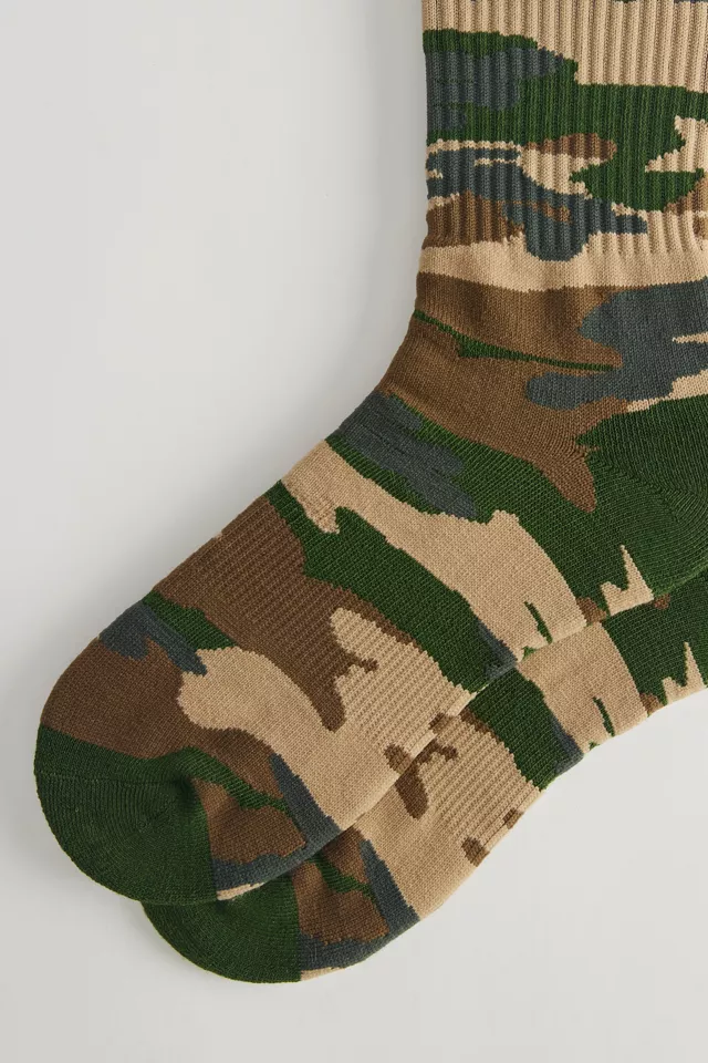 Camo Pattern Ribbed Crew Sock