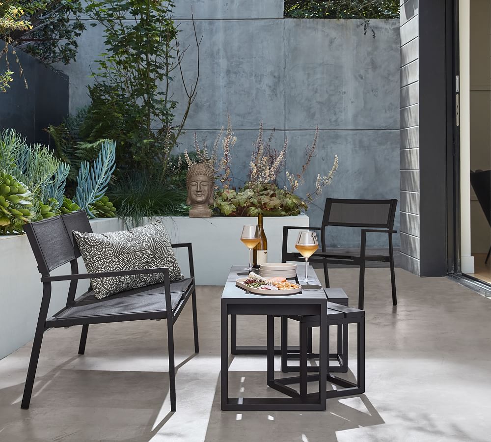 Fiji Metal & Mesh Stackable Outdoor Lounge Chair
