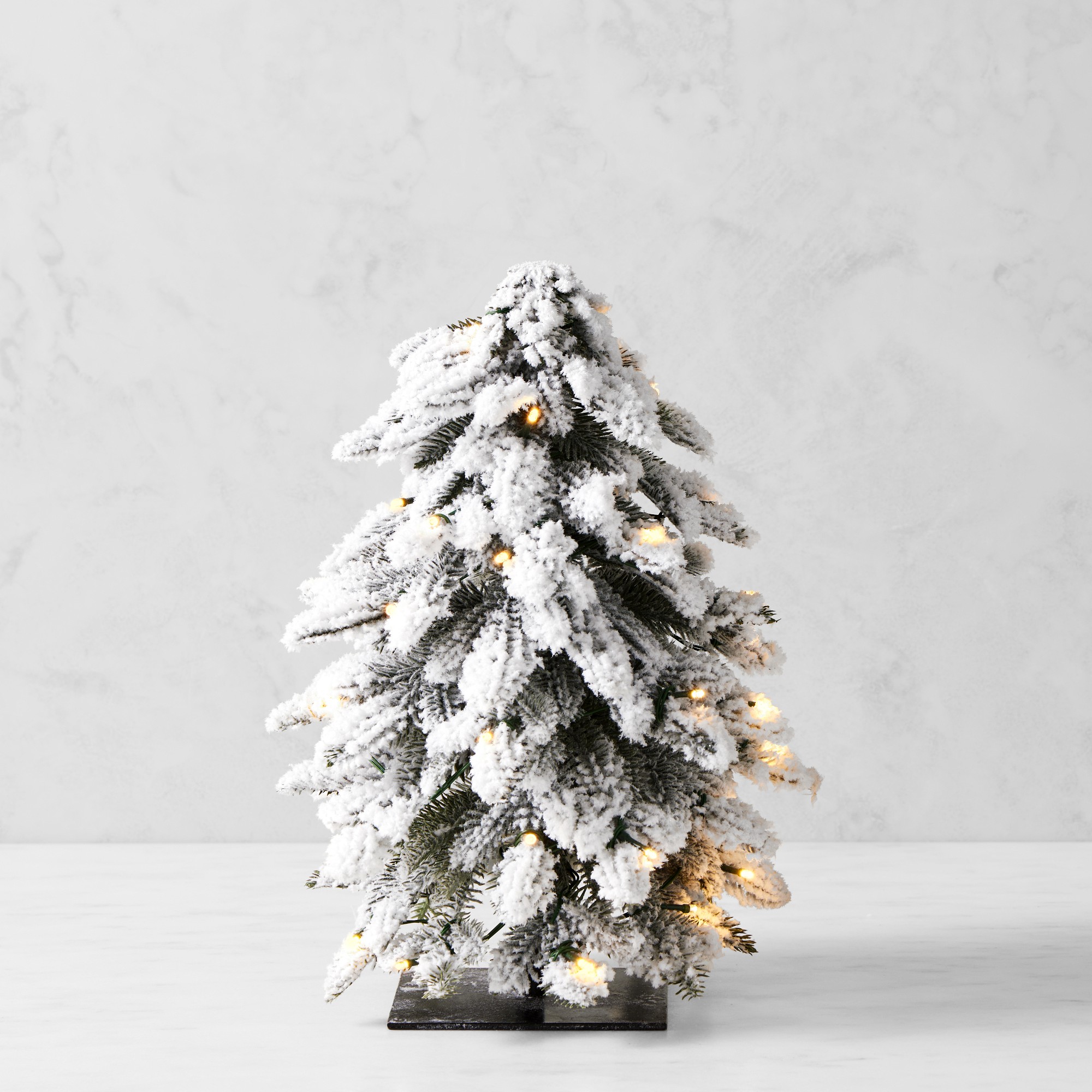 Jeff Leatham x  Winter White Faux Tabletop Tree with Twinkle Lights
