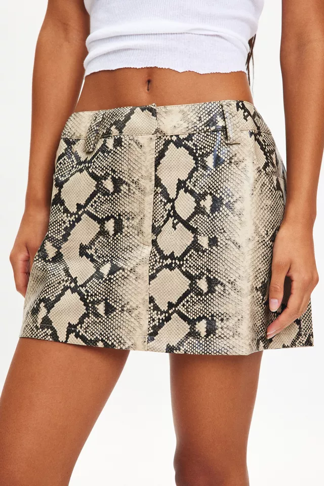 by.DYLN Xaavier Snake Print Faux Leather Mini Skirt