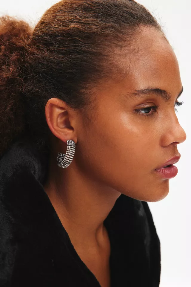 Net Rhinestone Hoop Earring