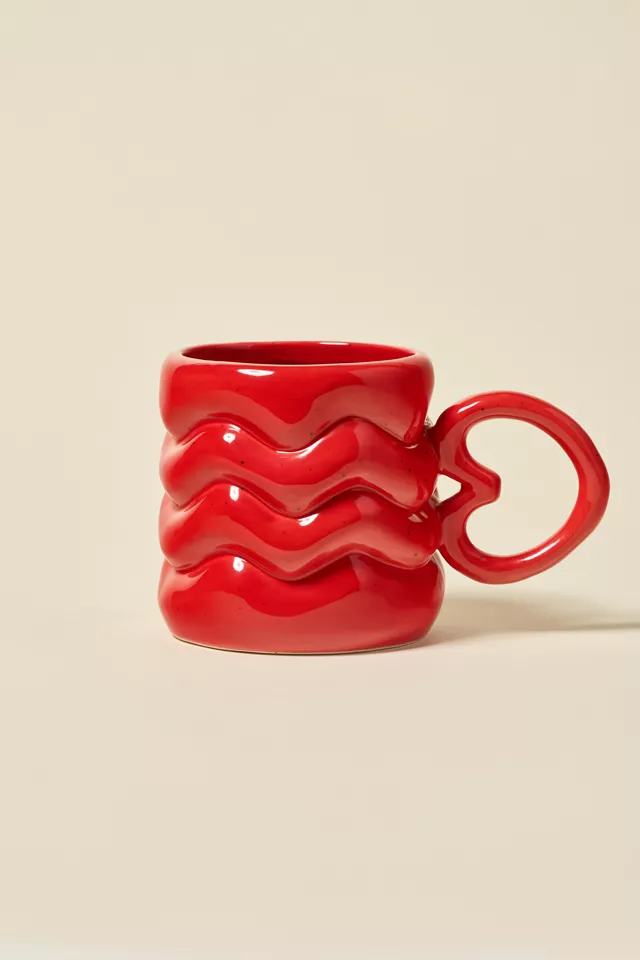 Heart Handle Puffy Ceramic Mug