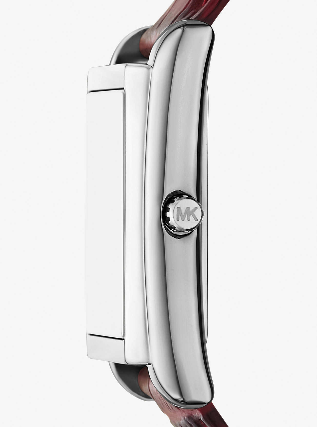 Essex Silver-Tone and Crocodile Embossed Leather Watch