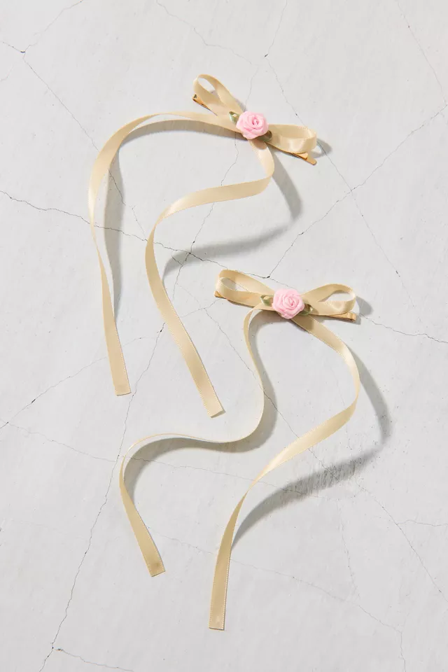 Rosette Satin Ribbon Bow Hair Clip Set