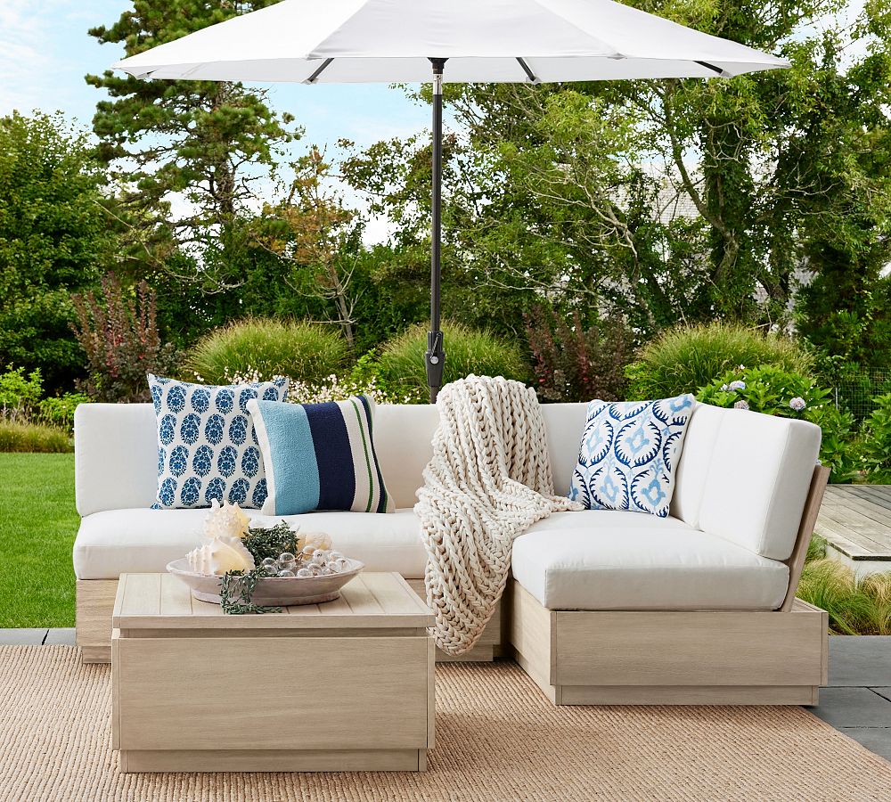 Indio Eucalyptus Modern Platform 3-Piece Outdoor Sectional Set (90")
