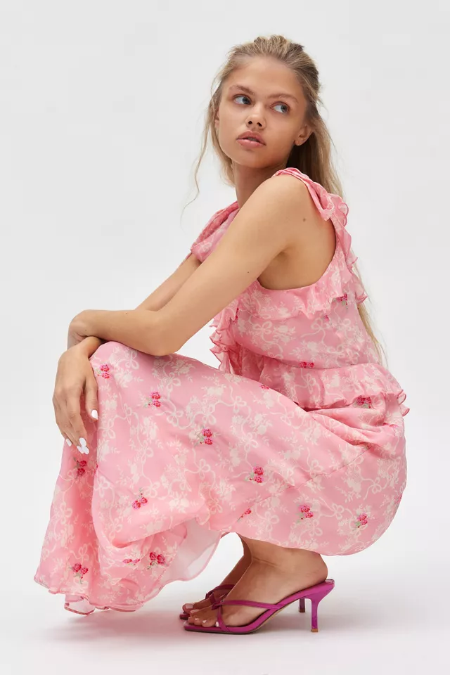 LoveShackFancy Orcene Ruffled Floral Maxi Dress