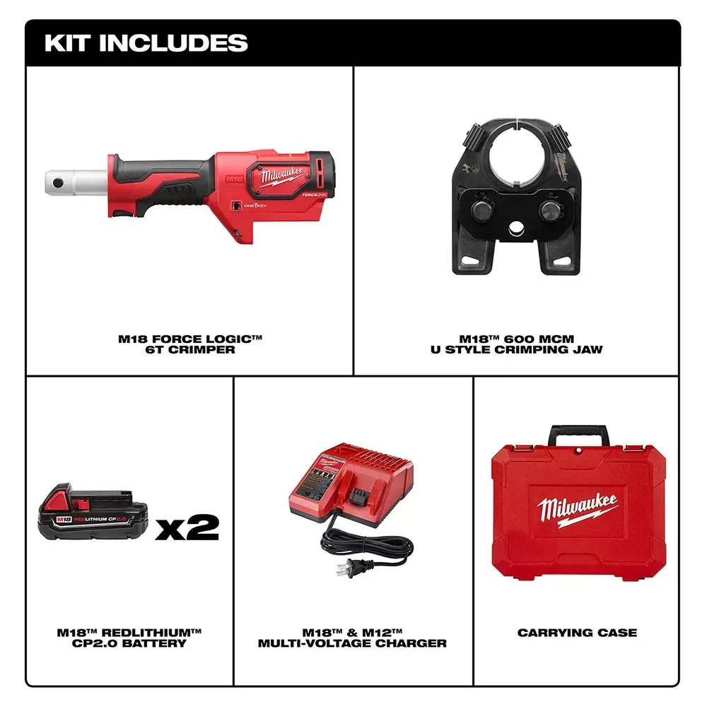 Milwaukee 2679-22 M18 18V 600 Mcm U Style Crimping Jaw w/ Batteries & One Key