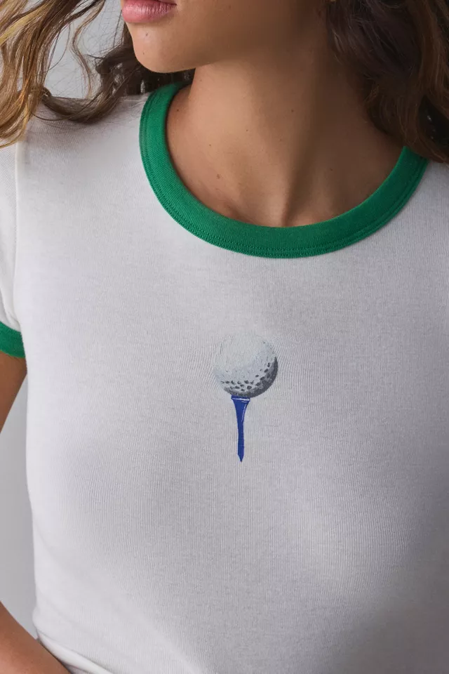 BDG Too Perfect Tee Time Graphic Ringer Baby Tee