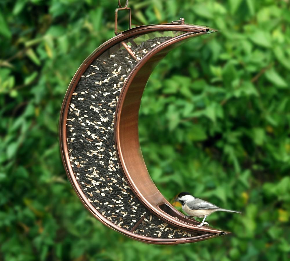 Crescent Moon Shaped Copper Bird Feeder