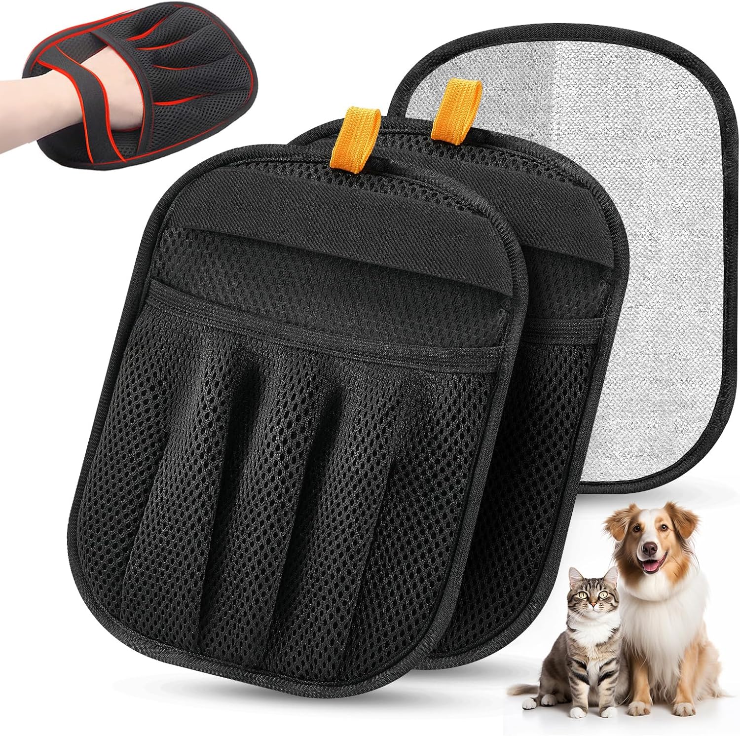 Pet Hair Removal Glove for Cats & Dogs, Upgraded Five-Finger Electrostatic Pet Hair Glove, Reusable Magic Brush Pet Hair Remover Tool for Laundry, Couch, Carpet, Car Seat
