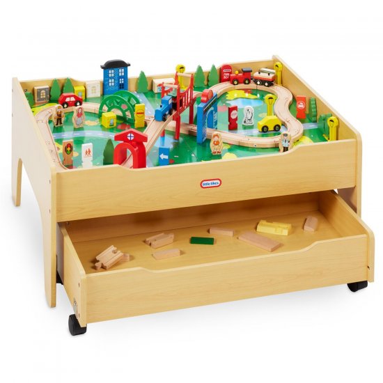 Real Wooden Train & Table Set