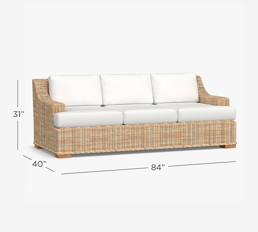Huntington Wicker Slope Arm Outdoor Sofa (84")