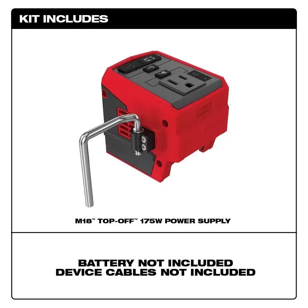 Milwaukee 2846-20 M18 18V 175W TOP-OFF Li-Ion Compact Inverter Power Supply