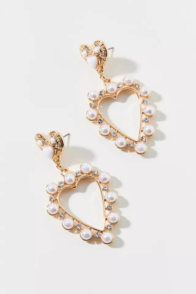 Pearl Heart Drop Earring