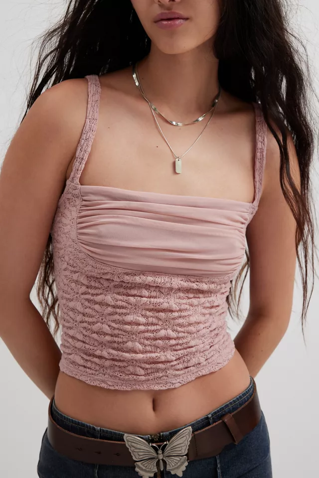 Kimchi Blue Kiera Ruched Lace Cami