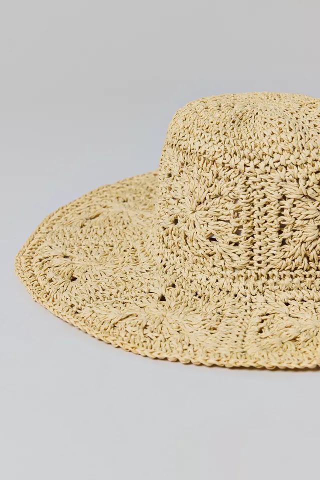 Granny Squares Floppy Straw Hat